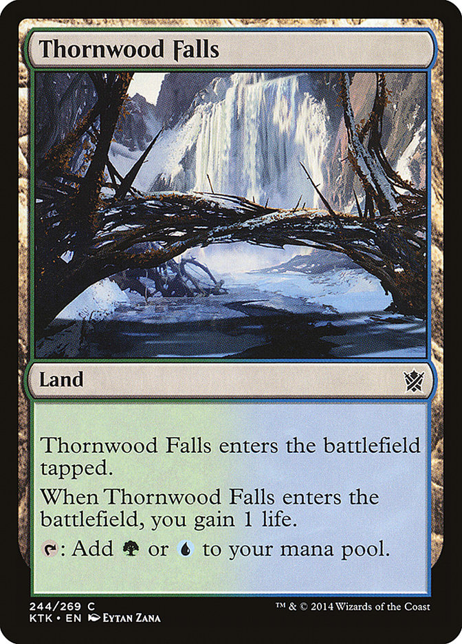 This Is An Image Of The Magic The Gathering Card Thornwood Falls From The Set Tarkir: Dragonstorm - Designed By Artist Alexander Ostrowski