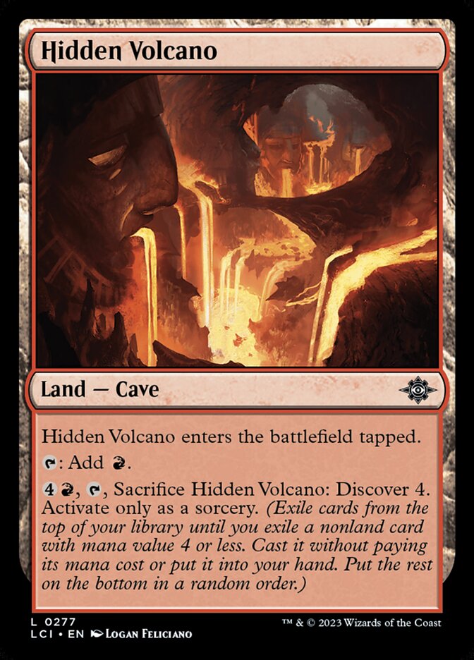This Is An Image Of The Magic The Gathering Card Hidden Volcano From The Set The Lost Caverns of Ixalan - Designed By Artist Logan Feliciano
