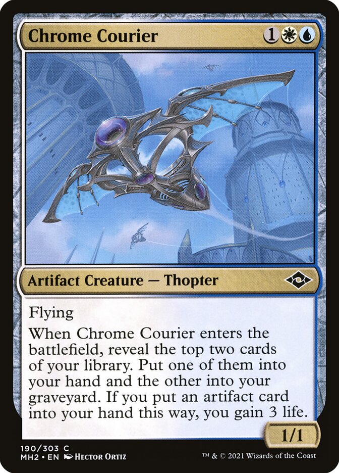 This Is An Image Of The Magic The Gathering Card Chrome Courier From The Set Modern Horizons 2 - Designed By Artist Hector Ortiz