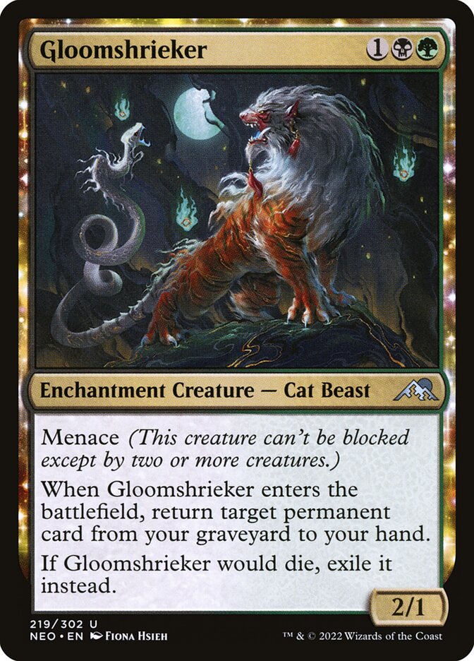 This Is An Image Of The Magic The Gathering Card Gloomshrieker From The Set Kamigawa: Neon Dynasty - Designed By Artist Fiona Hsieh
