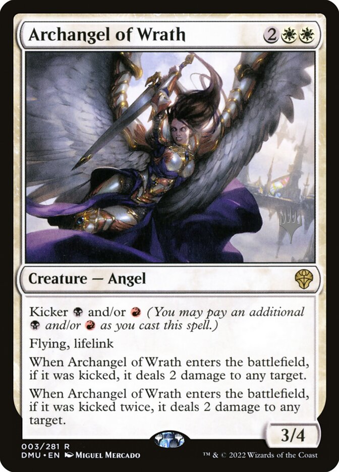 This Is An Image Of The Magic The Gathering Card Archangel of Wrath From The Set Dominaria United - Designed By Artist Miguel Mercado