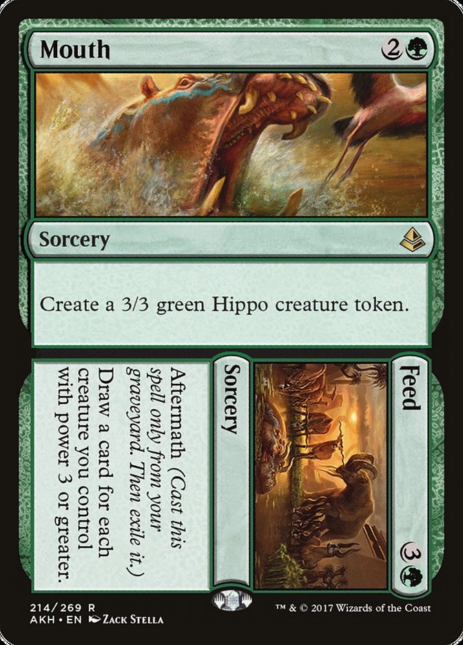 This Is An Image Of The Magic The Gathering Card Mouth // Feed From The Set Amonkhet - Designed By Artist Zack Stella