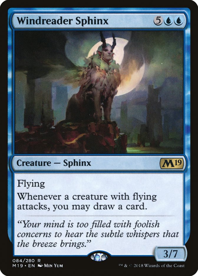 This Is An Image Of The Magic The Gathering Card Windreader Sphinx From The Set Jumpstart - Designed By Artist Min Yum