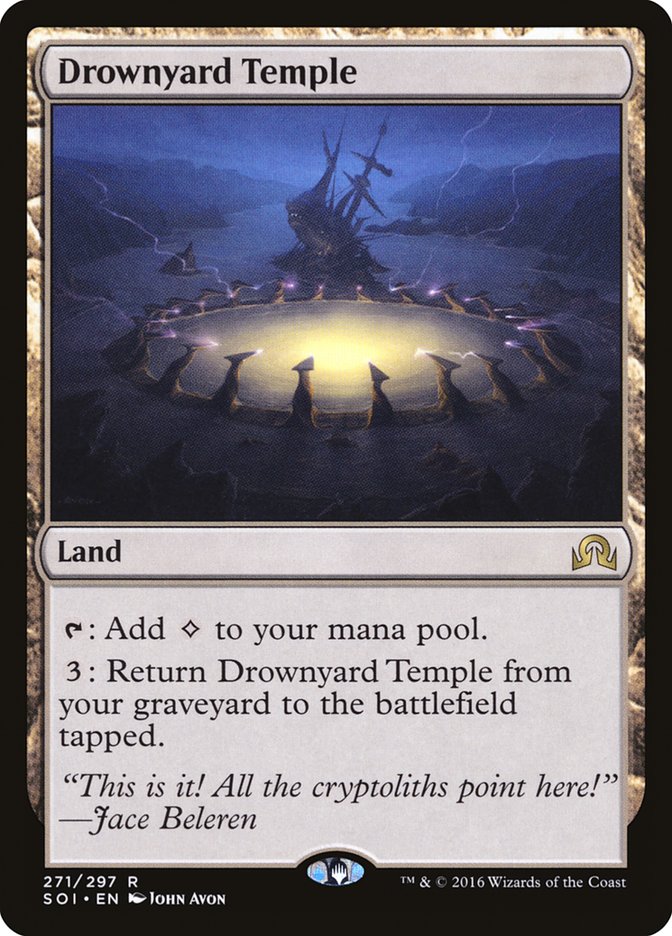 This Is An Image Of The Magic The Gathering Card Drownyard Temple From The Set Tarkir: Dragonstorm Commander - Designed By Artist John Avon