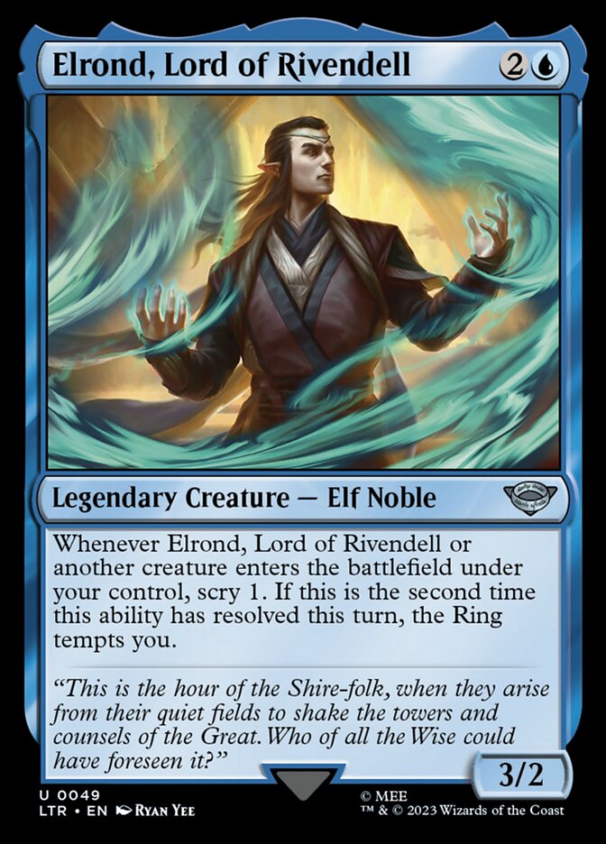 This Is An Image Of The Magic The Gathering Card Elrond, Lord of Rivendell From The Set The Lord of the Rings: Tales of Middle-earth - Designed By Artist Ryan Yee