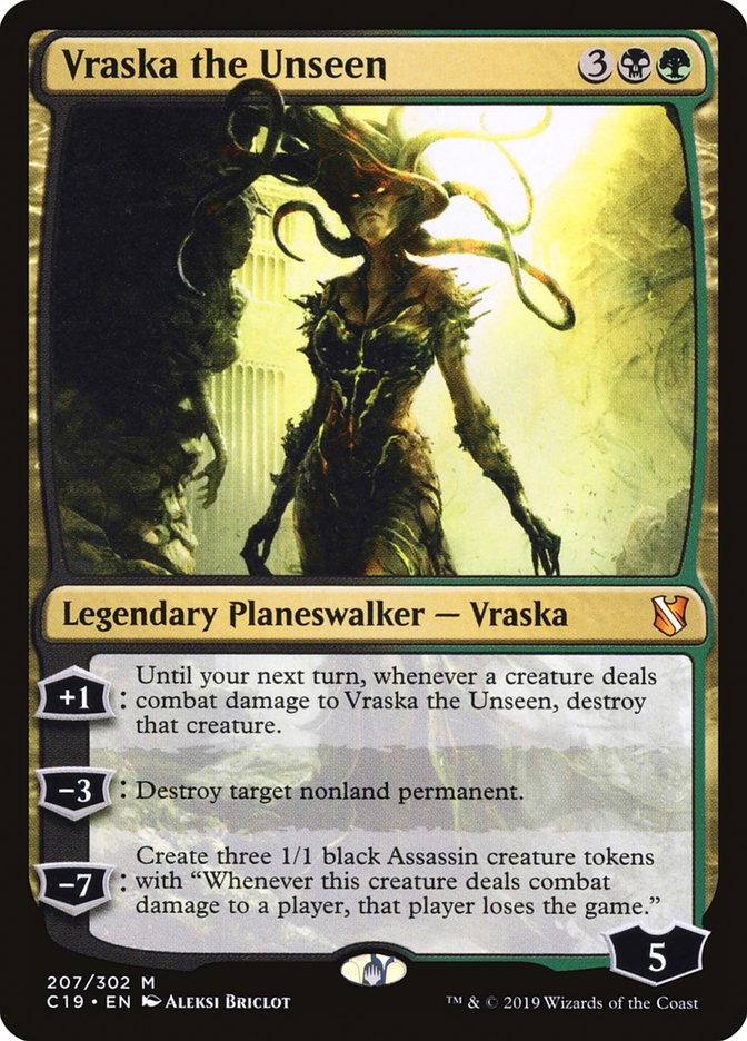 This Is An Image Of The Magic The Gathering Card Vraska the Unseen From The Set Commander 2019 - Designed By Artist Aleksi Briclot