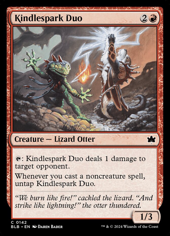 This Is An Image Of The Magic The Gathering Card Kindlespark Duo From The Set Bloomburrow - Designed By Artist Daren Bader