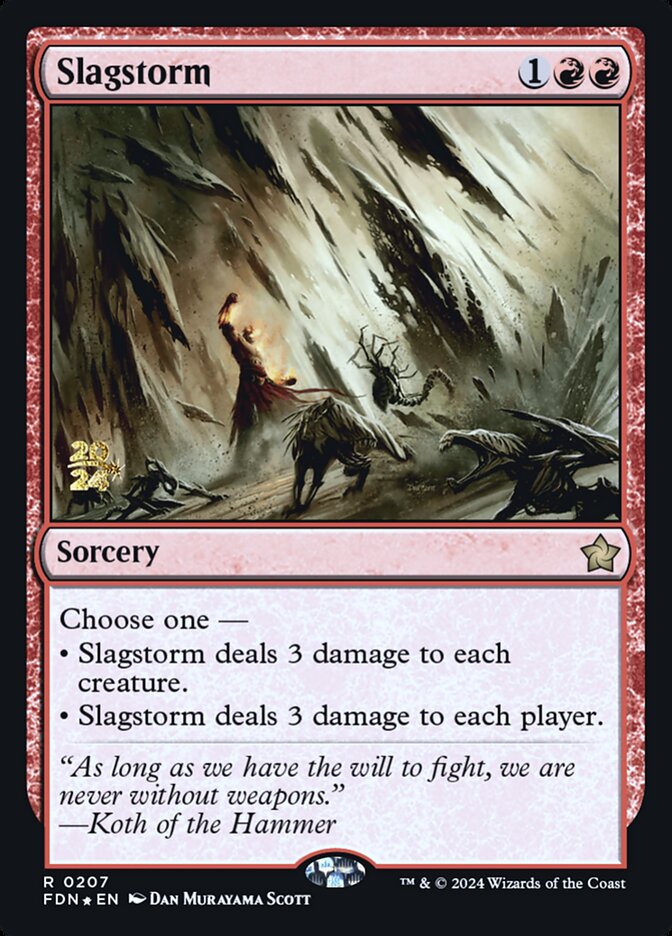 This Is An Image Of The Magic The Gathering Card Slagstorm From The Set Foundations - Designed By Artist Dan Murayama Scott