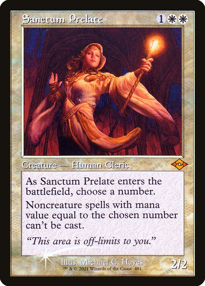 This Is An Image Of The Magic The Gathering Card Sanctum Prelate From The Set Conspiracy: Take the Crown - Designed By Artist Winona Nelson