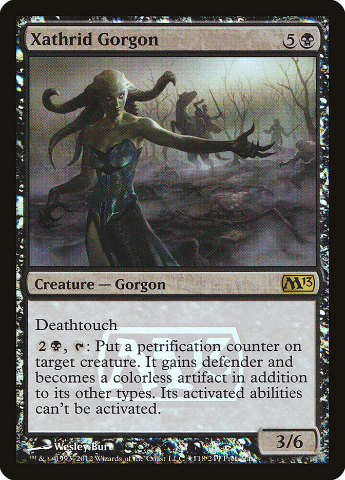 This Is An Image Of The Magic The Gathering Card Xathrid Gorgon From The Set Magic 2013 - Designed By Artist Chase Stone