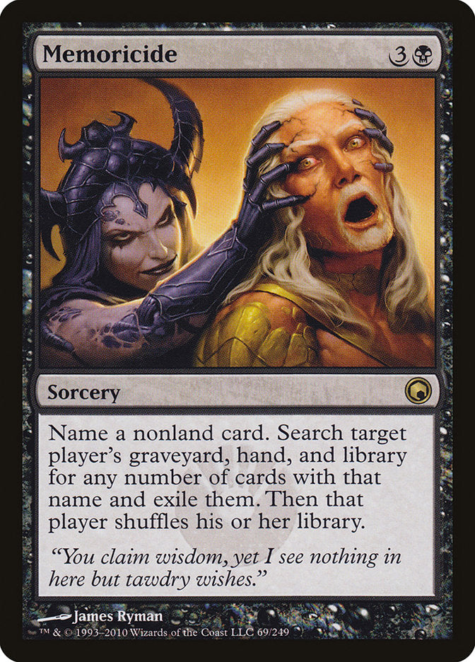 This Is An Image Of The Magic The Gathering Card Memoricide From The Set Scars of Mirrodin - Designed By Artist James Ryman
