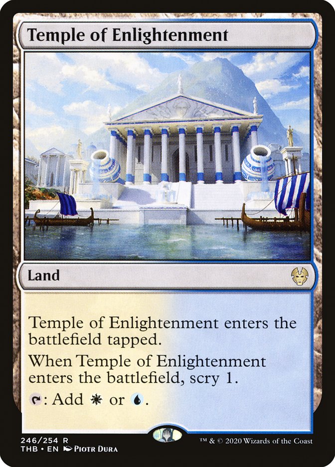 This Is An Image Of The Magic The Gathering Card Temple of Enlightenment From The Set Tarkir: Dragonstorm Commander - Designed By Artist Piotr Dura