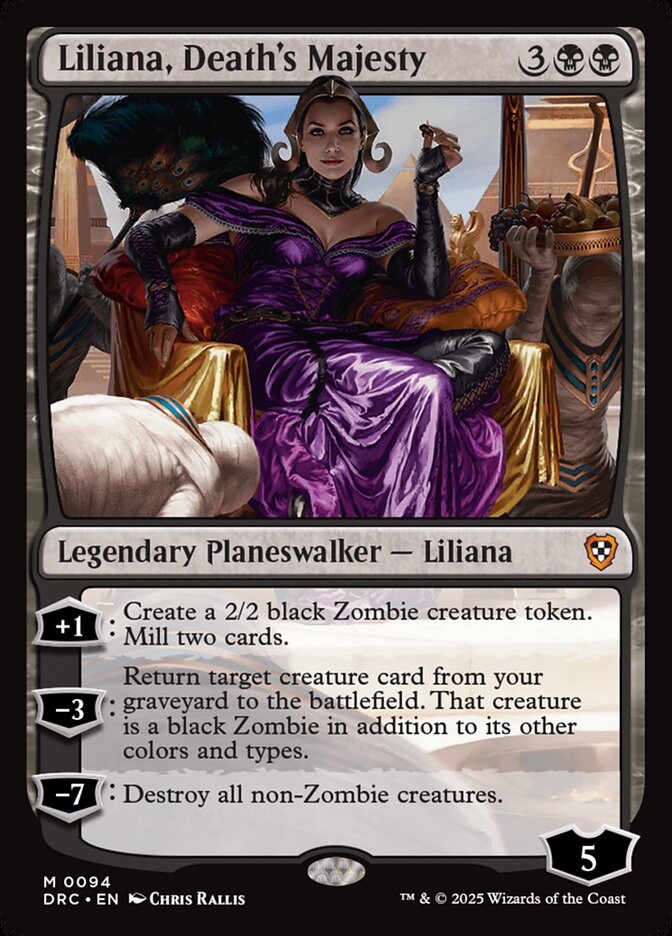 This Is An Image Of The Magic The Gathering Card Liliana, Death's Majesty From The Set Midnight Hunt Commander - Designed By Artist Chris Rallis