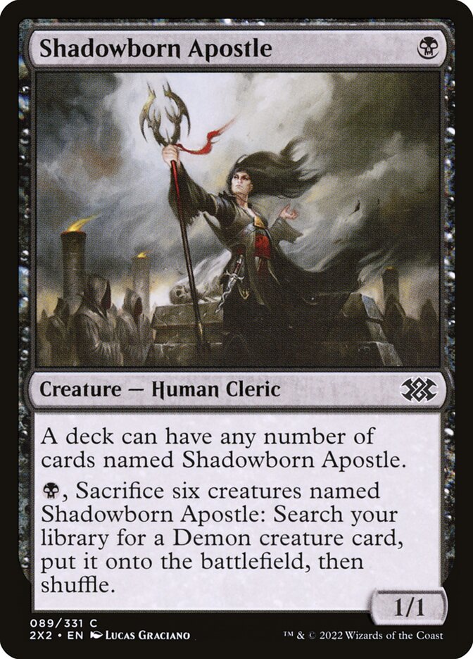 This Is An Image Of The Magic The Gathering Card Shadowborn Apostle From The Set Double Masters 2022 - Designed By Artist Lucas Graciano