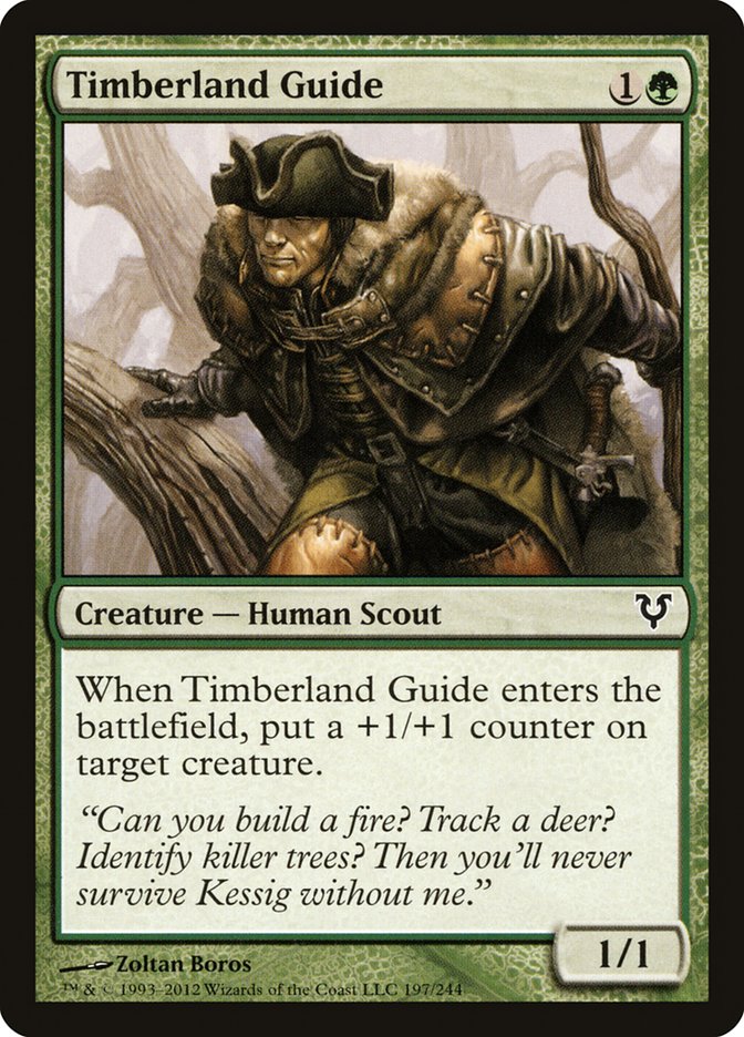This Is An Image Of The Magic The Gathering Card Timberland Guide From The Set Innistrad: Midnight Hunt - Designed By Artist Zoltan Boros