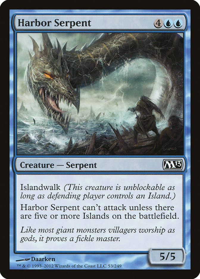 This Is An Image Of The Magic The Gathering Card Harbor Serpent From The Set Magic 2013 - Designed By Artist Daarken