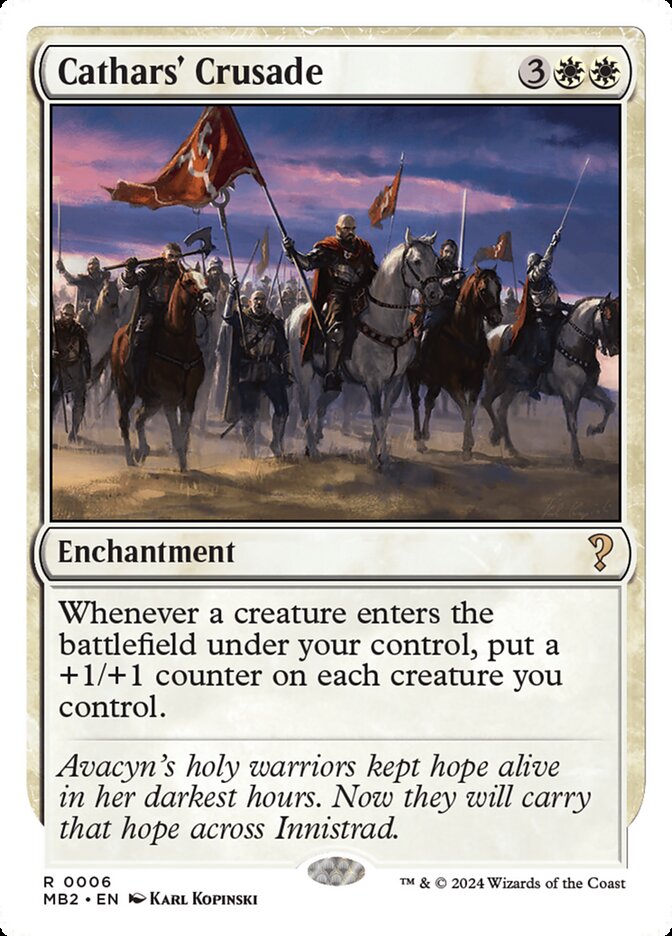 This Is An Image Of The Magic The Gathering Card Cathars' Crusade From The Set Innistrad Remastered - Designed By Artist Karl Kopinski