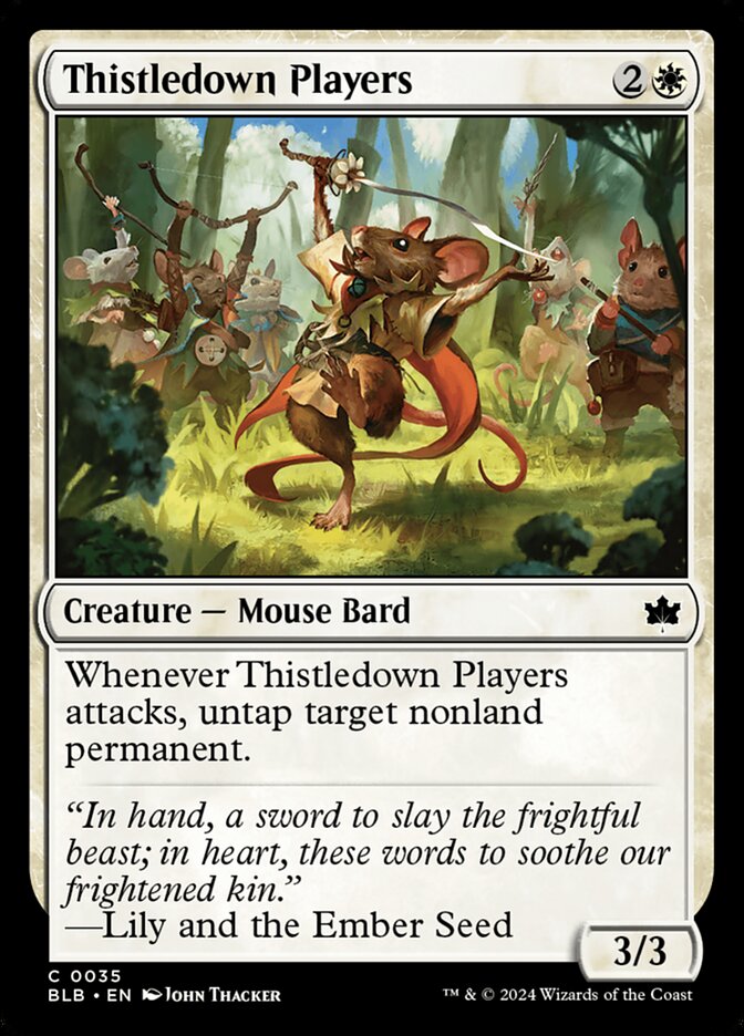 This Is An Image Of The Magic The Gathering Card Thistledown Players From The Set Bloomburrow - Designed By Artist John Thacker