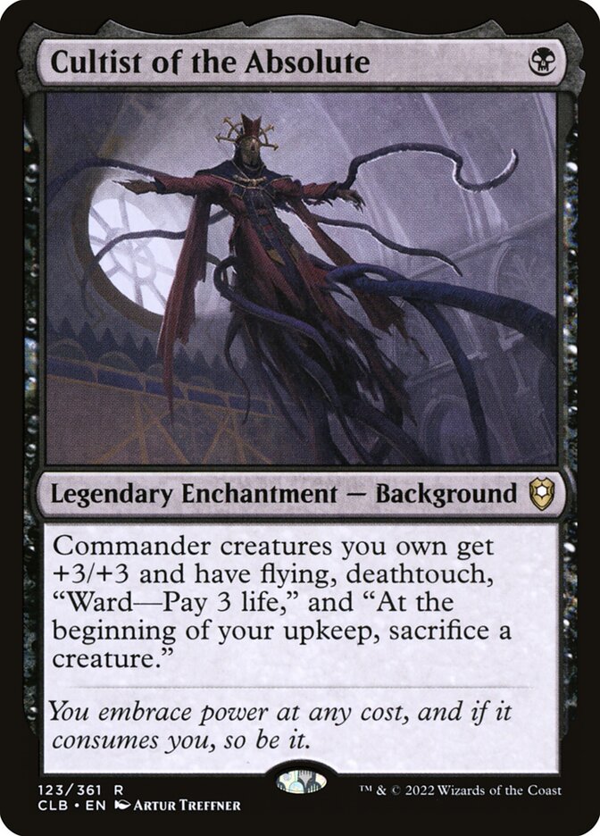 This Is An Image Of The Magic The Gathering Card Cultist of the Absolute From The Set Commander Legends: Battle for Baldur's Gate - Designed By Artist Artur Treffner