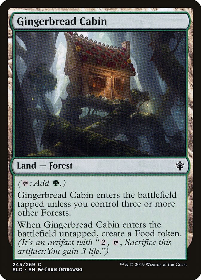 This Is An Image Of The Magic The Gathering Card Gingerbread Cabin From The Set Commander 2021 - Designed By Artist Chris Ostrowski