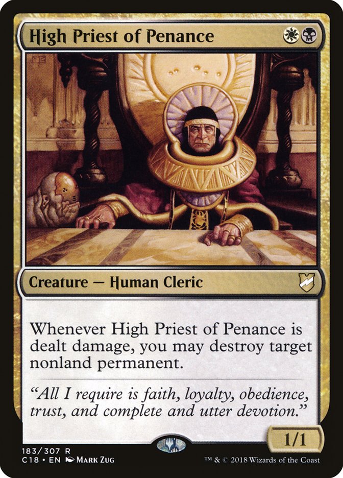 This Is An Image Of The Magic The Gathering Card High Priest of Penance From The Set Commander Legends: Battle for Baldur's Gate - Designed By Artist Mark Zug