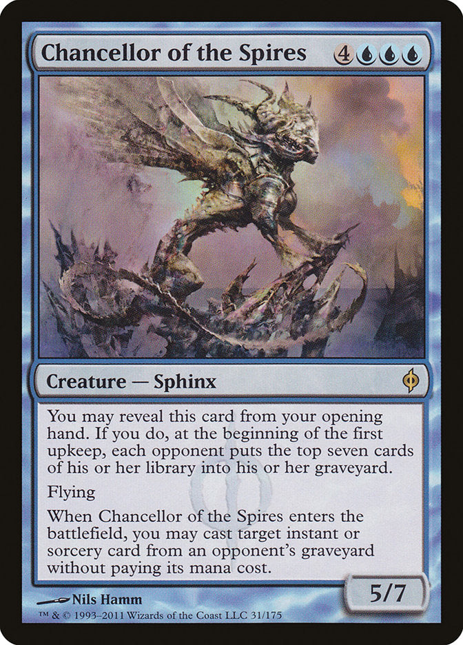 This Is An Image Of The Magic The Gathering Card Chancellor of the Spires From The Set New Phyrexia - Designed By Artist Nils Hamm
