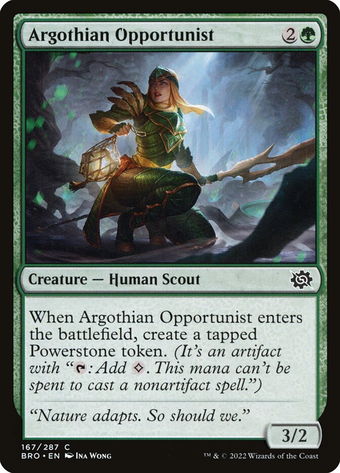 This Is An Image Of The Magic The Gathering Card Argothian Opportunist From The Set The Brothers' War - Designed By Artist Ina Wong