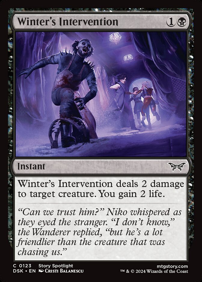 This Is An Image Of The Magic The Gathering Card Winter's Intervention From The Set Duskmourn: House of Horror - Designed By Artist Cristi Balanescu