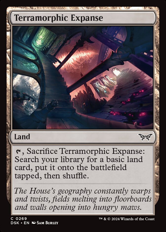 This Is An Image Of The Magic The Gathering Card Terramorphic Expanse From The Set Tarkir: Dragonstorm Commander - Designed By Artist Sam Burley