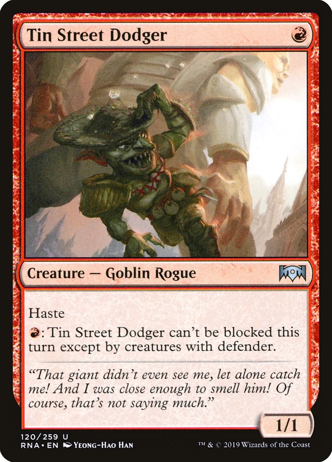 This Is An Image Of The Magic The Gathering Card Tin Street Dodger From The Set Ravnica Remastered - Designed By Artist Yeong-Hao Han