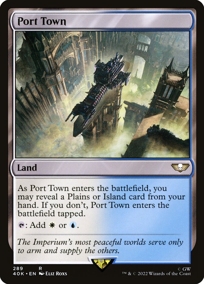 This Is An Image Of The Magic The Gathering Card Port Town From The Set Commander Masters - Designed By Artist Kamila Szutenberg