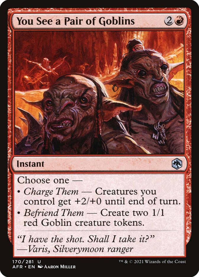 This Is An Image Of The Magic The Gathering Card You See a Pair of Goblins From The Set Adventures in the Forgotten Realms - Designed By Artist Aaron Miller