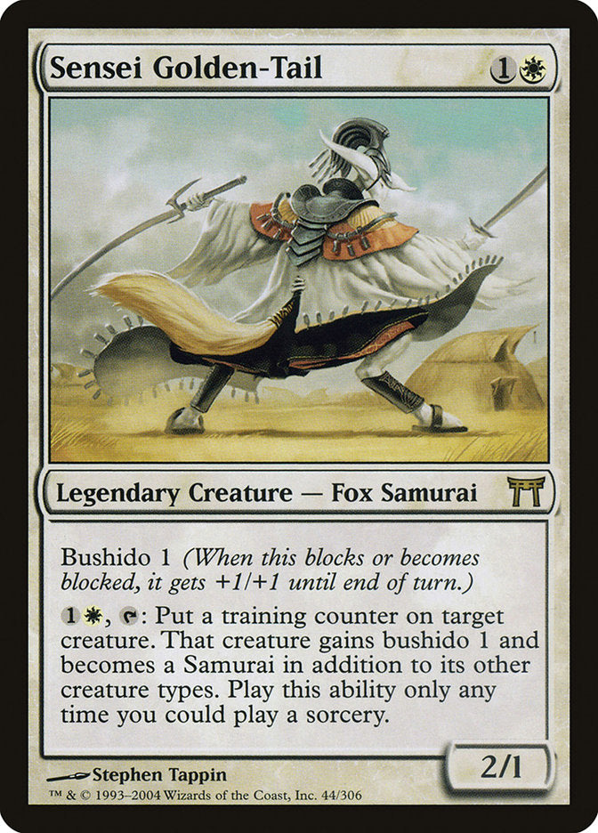 This Is An Image Of The Magic The Gathering Card Sensei Golden-Tail From The Set Champions of Kamigawa - Designed By Artist Stephen Tappin