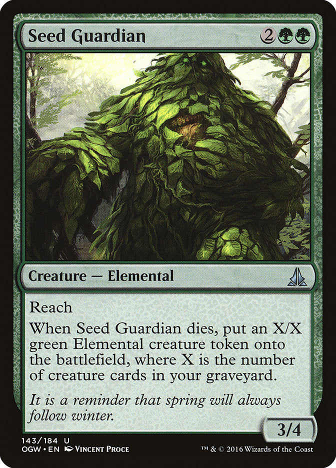 This Is An Image Of The Magic The Gathering Card Seed Guardian From The Set Oath of the Gatewatch - Designed By Artist Vincent Proce