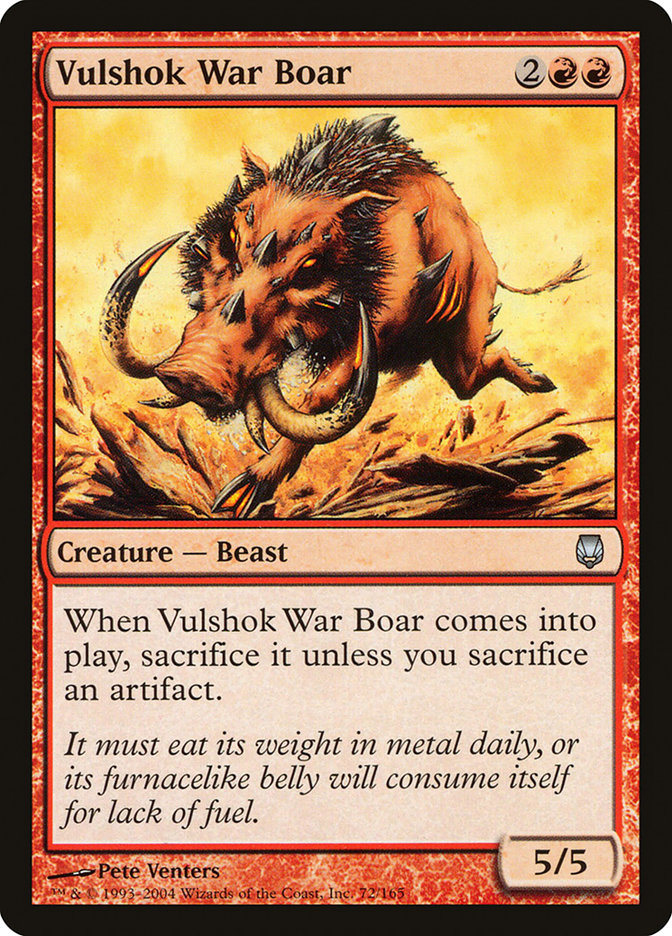 This Is An Image Of The Magic The Gathering Card Vulshok War Boar From The Set Darksteel - Designed By Artist Pete Venters