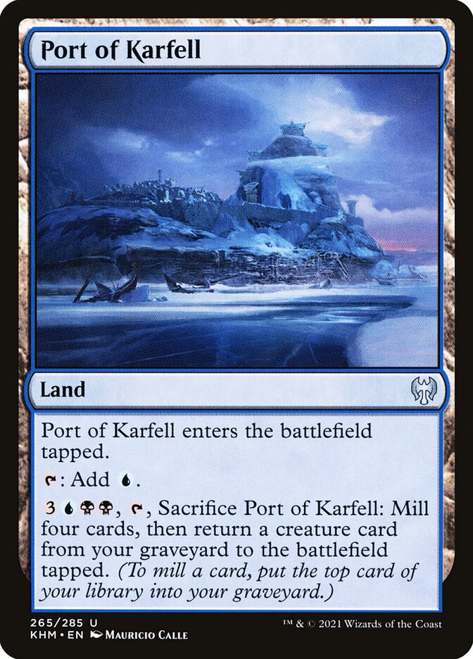 This Is An Image Of The Magic The Gathering Card Port of Karfell From The Set Murders at Karlov Manor Commander - Designed By Artist Mauricio Calle