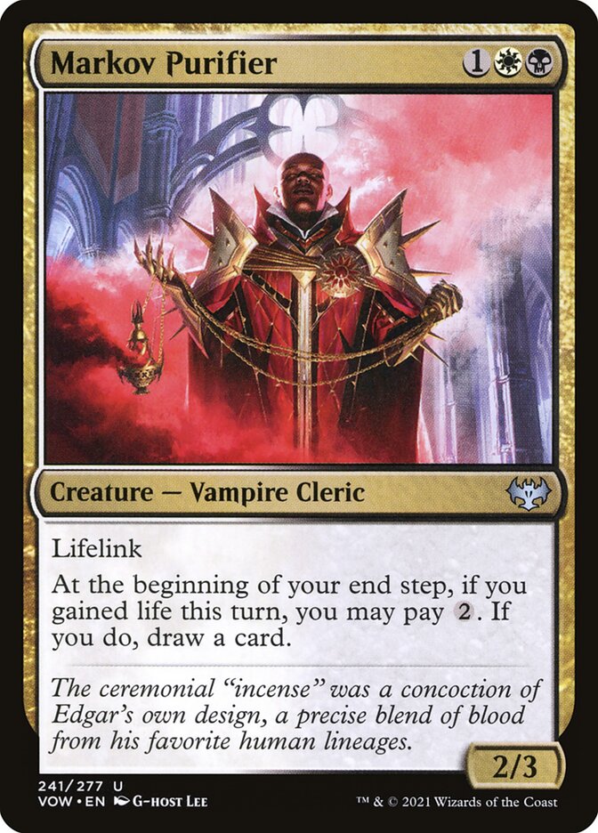 This Is An Image Of The Magic The Gathering Card Markov Purifier From The Set Innistrad: Crimson Vow - Designed By Artist G-host Lee