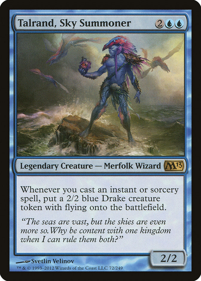 This Is An Image Of The Magic The Gathering Card Talrand, Sky Summoner From The Set Outlaws of Thunder Junction Commander - Designed By Artist Svetlin Velinov
