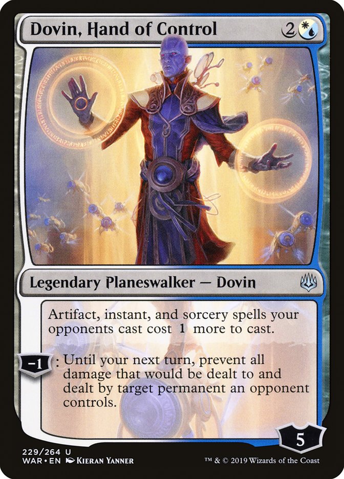 This Is An Image Of The Magic The Gathering Card Dovin, Hand of Control From The Set War of the Spark - Designed By Artist Kieran Yanner