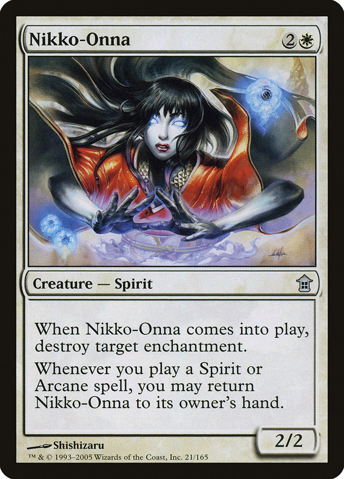 This Is An Image Of The Magic The Gathering Card Nikko-Onna From The Set Saviors of Kamigawa - Designed By Artist Shishizaru