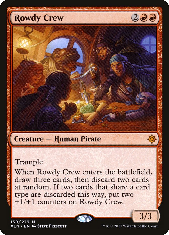 This Is An Image Of The Magic The Gathering Card Rowdy Crew From The Set Ixalan - Designed By Artist Steve Prescott