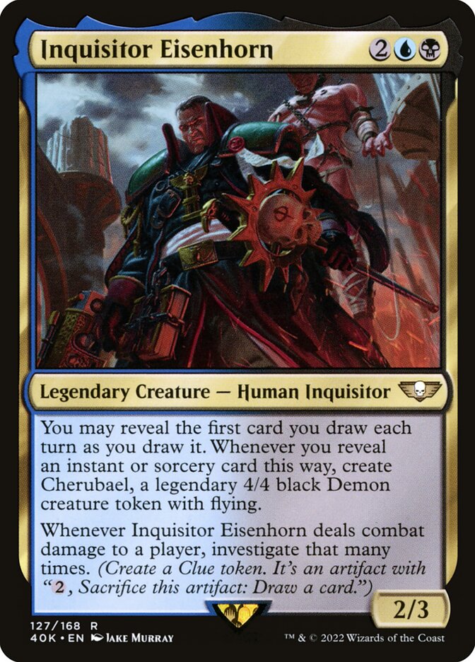 This Is An Image Of The Magic The Gathering Card Inquisitor Eisenhorn From The Set Warhammer 40,000 Commander - Designed By Artist Jake Murray