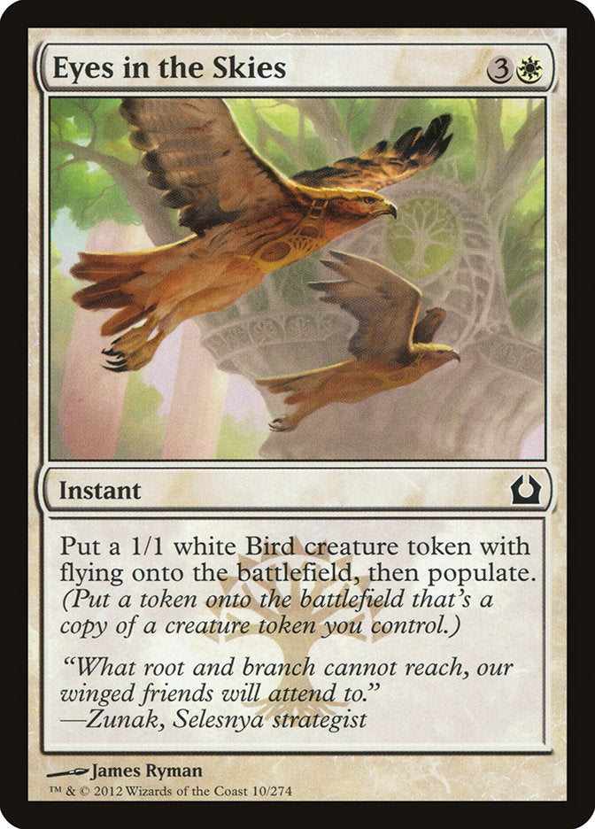 This Is An Image Of The Magic The Gathering Card Eyes in the Skies From The Set Ravnica Remastered - Designed By Artist James Ryman