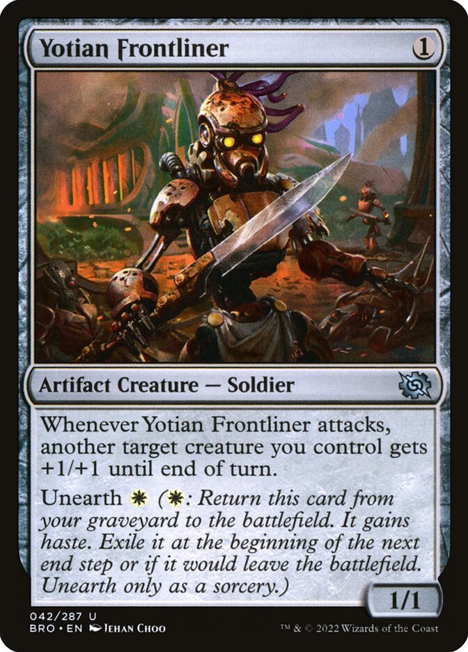 This Is An Image Of The Magic The Gathering Card Yotian Frontliner From The Set The Brothers' War - Designed By Artist Jehan Choo