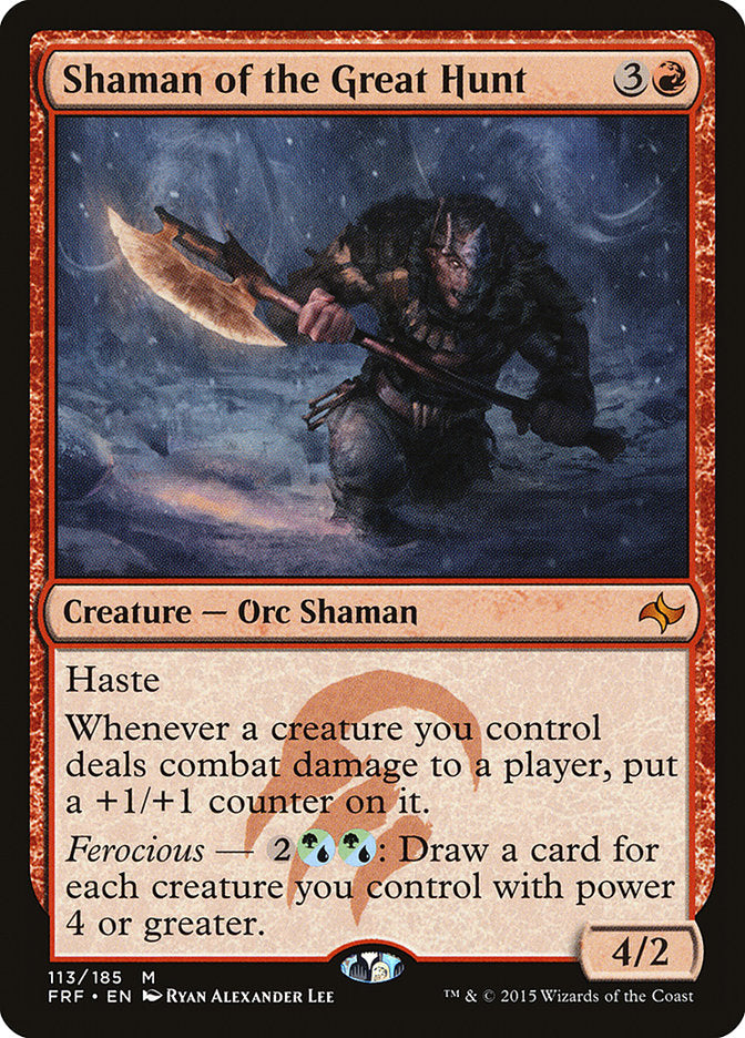 This Is An Image Of The Magic The Gathering Card Shaman of the Great Hunt From The Set Fate Reforged - Designed By Artist Ryan Alexander Lee