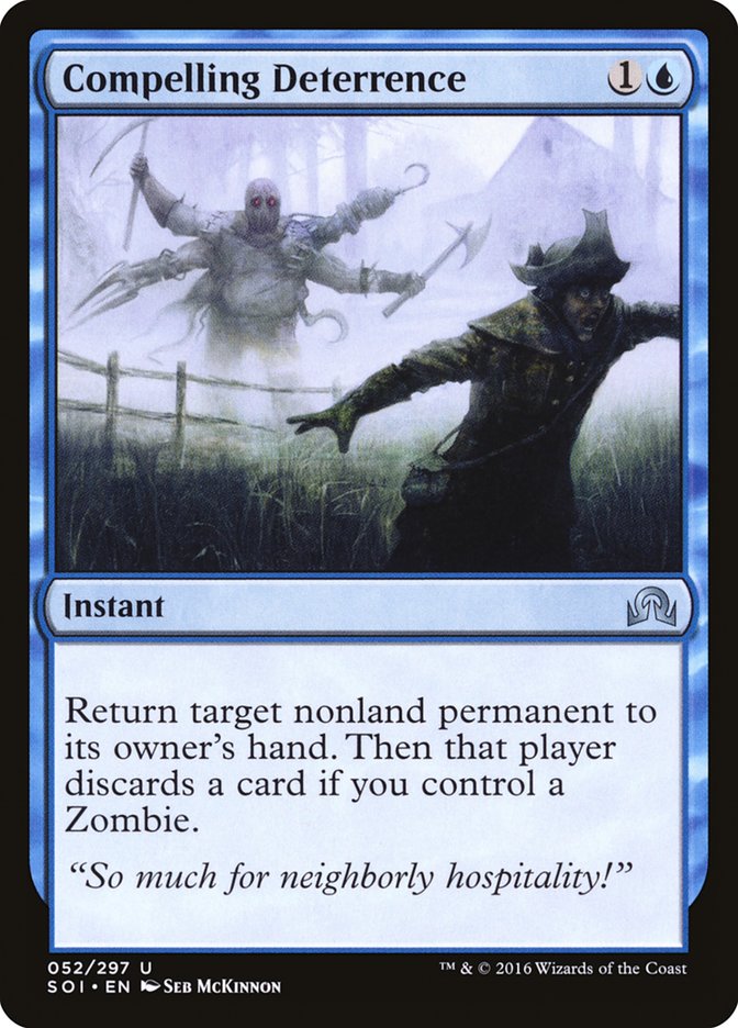 This Is An Image Of The Magic The Gathering Card Compelling Deterrence From The Set Innistrad Remastered - Designed By Artist Seb McKinnon