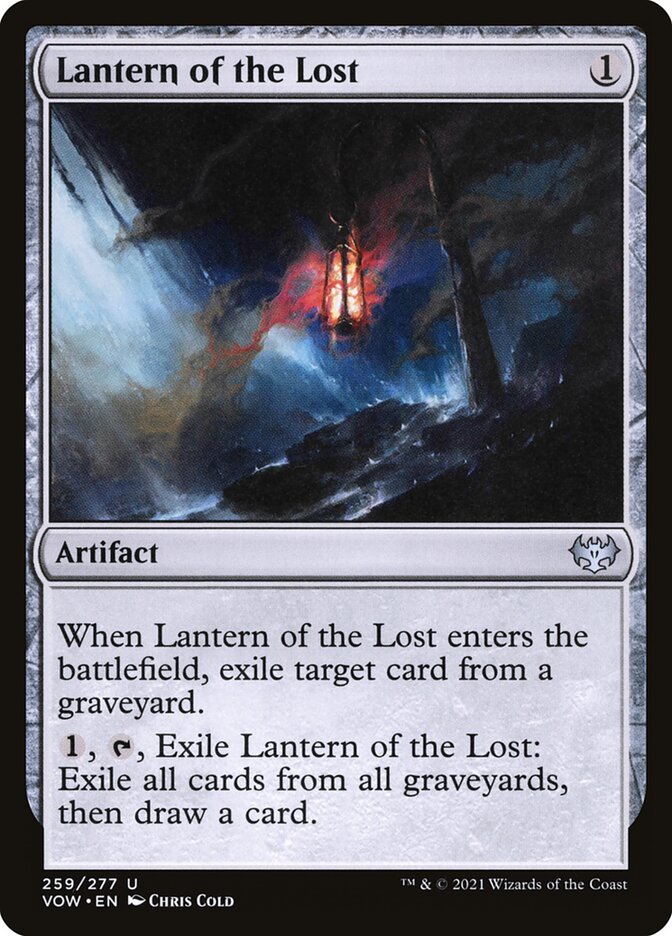 This Is An Image Of The Magic The Gathering Card Lantern of the Lost From The Set Innistrad: Crimson Vow - Designed By Artist Chris Cold