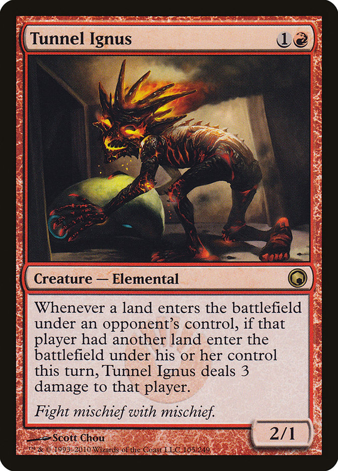 This Is An Image Of The Magic The Gathering Card Tunnel Ignus From The Set Scars of Mirrodin - Designed By Artist Scott Chou