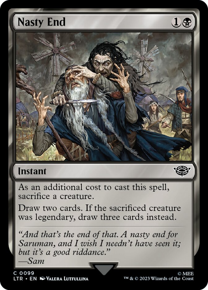 This Is An Image Of The Magic The Gathering Card Nasty End From The Set The Lord of the Rings: Tales of Middle-earth - Designed By Artist Valera Lutfullina