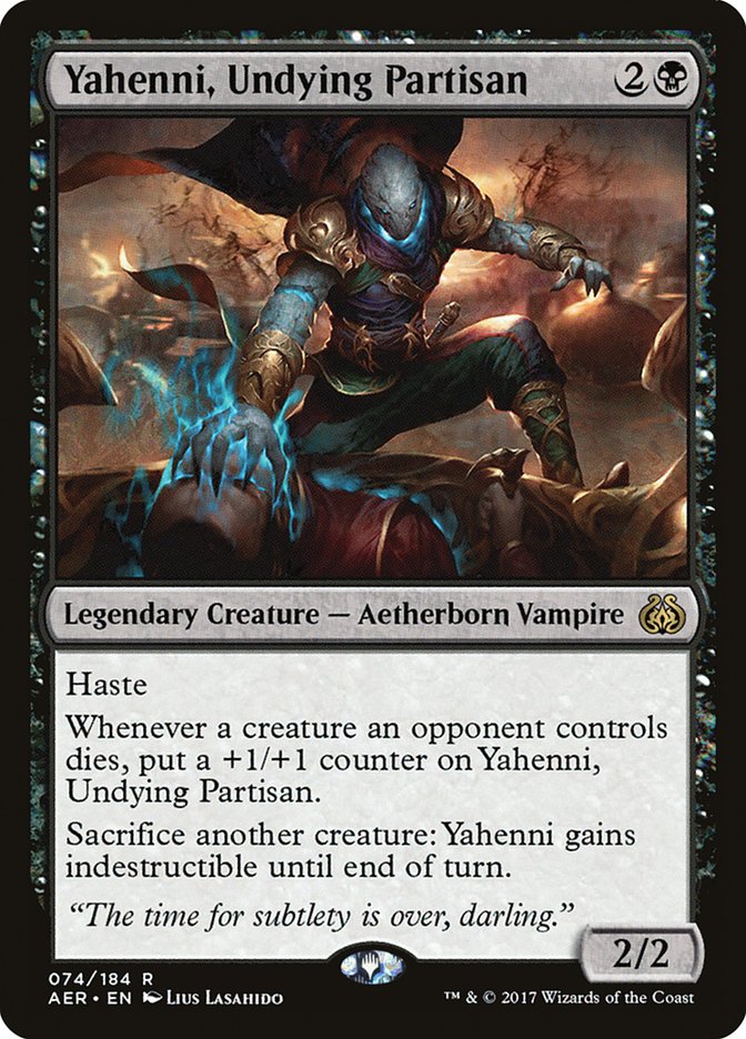 This Is An Image Of The Magic The Gathering Card Yahenni, Undying Partisan From The Set Tarkir: Dragonstorm Commander - Designed By Artist Lius Lasahido